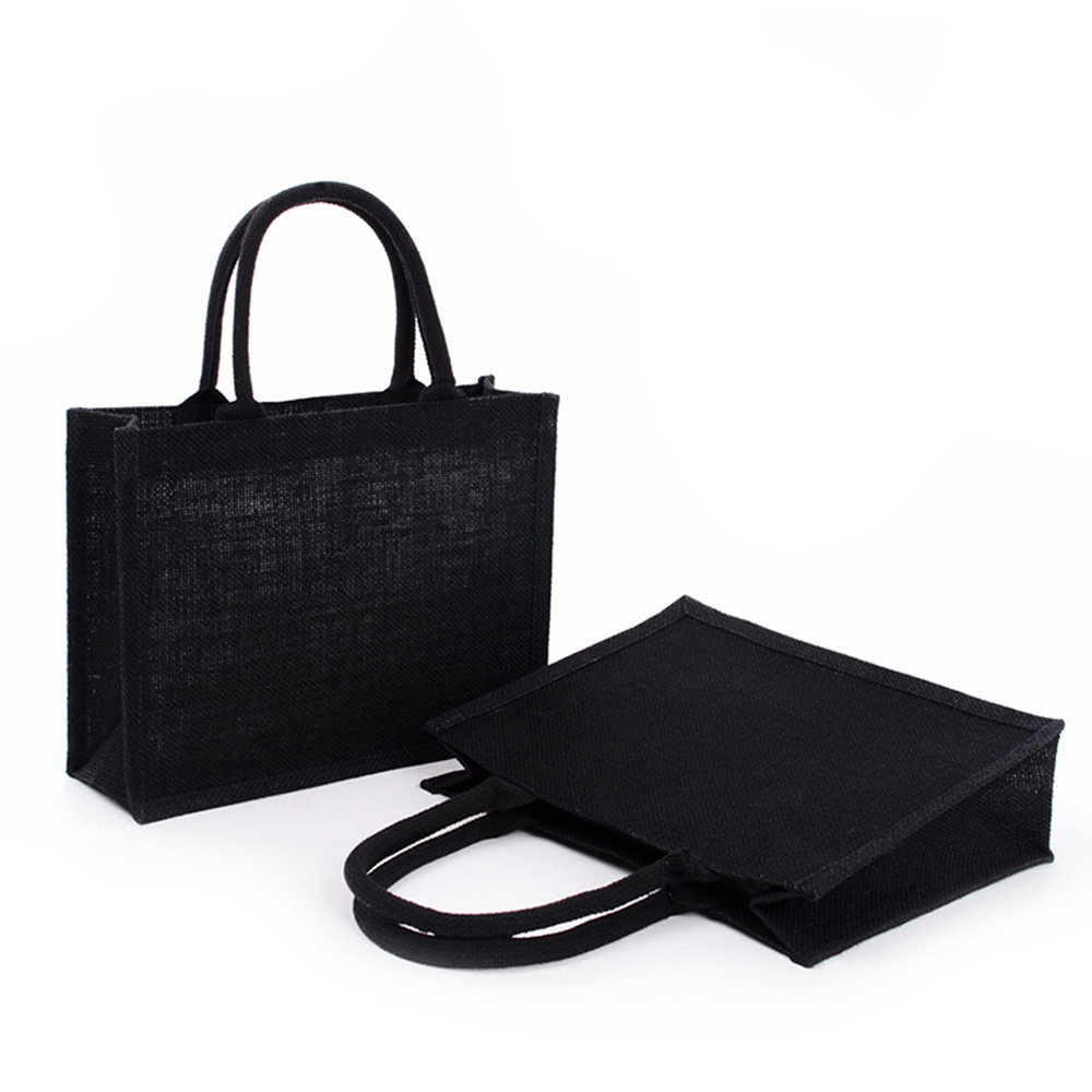 Tote Bag Beach - Vintage Linen Black Tote Bag for