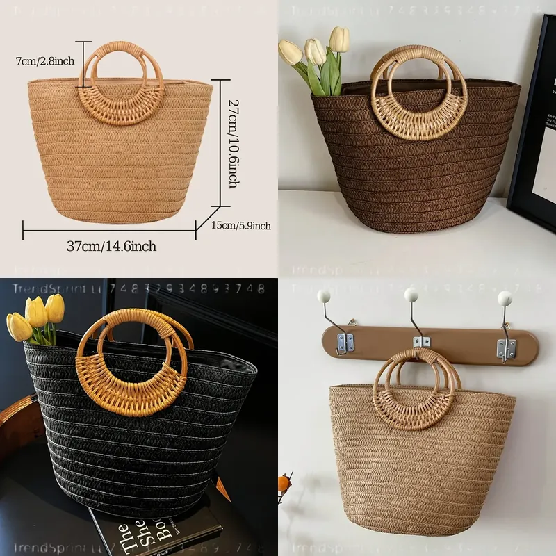 Women Summer Woven Paper Tote  - Tote Bag Beach recension och pris