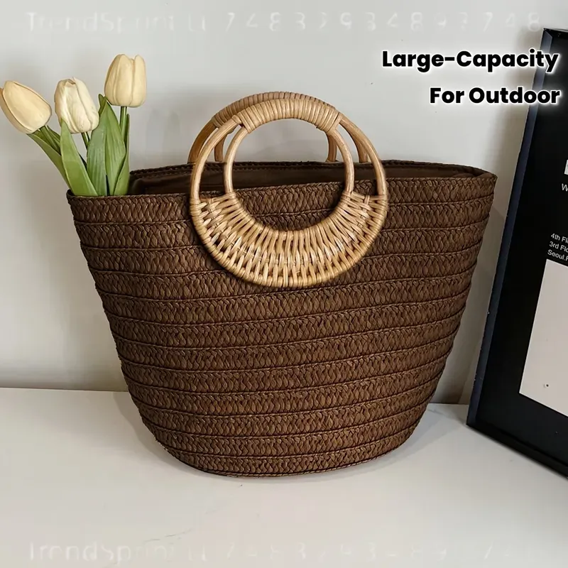 Women Summer Woven Paper Tote  - Tote Bag Beach recension och pris
