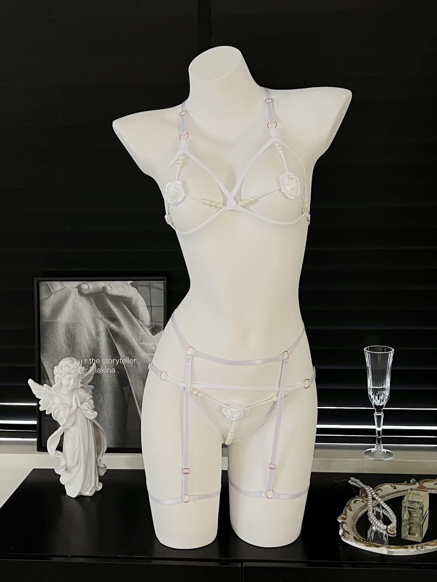 3Pcs/Set Pearl Rose Sexy Bra S - Bralette Triangle Set recension och pris