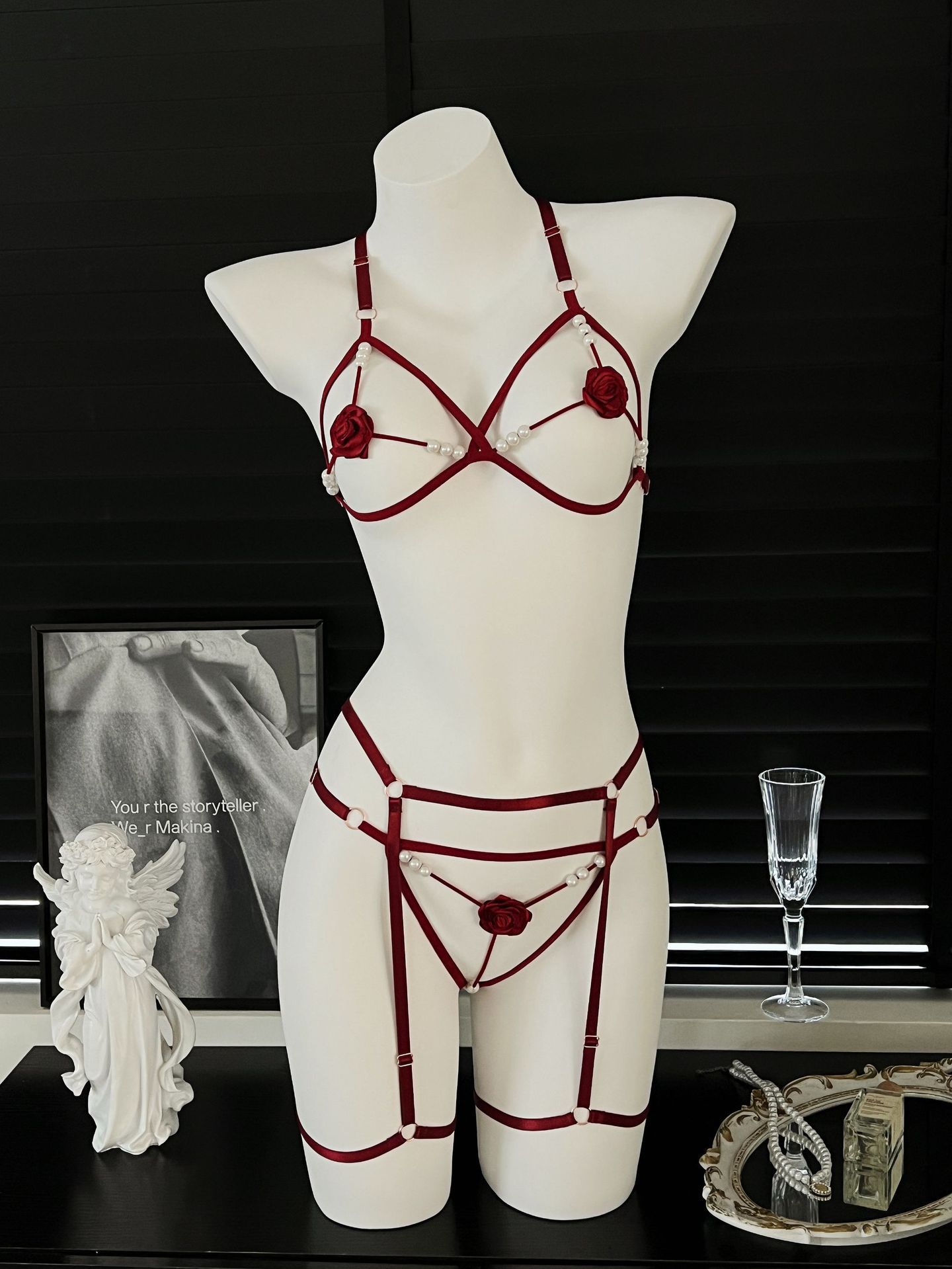 3Pcs/Set Pearl Rose Sexy Bra S - Bralette Triangle Set recension och pris