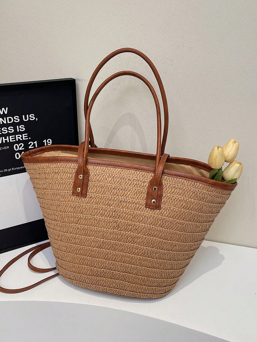 Fashion Large Capacity Woven T - Tote Bag Beach recension och pris